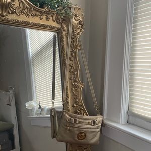 MICHAEL KORS gold leather sling bag